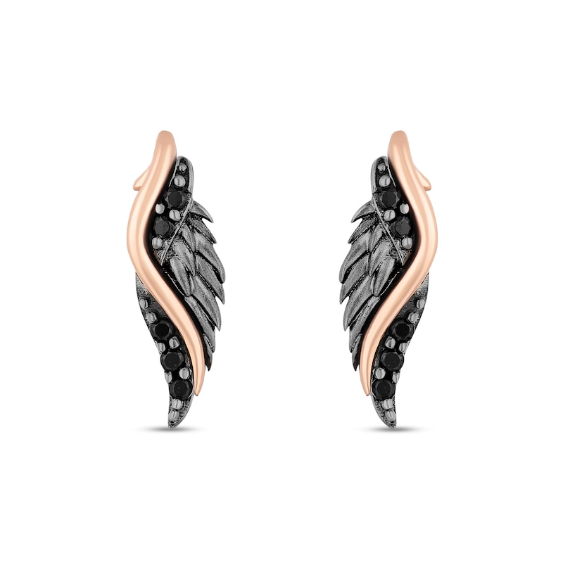 Enchanted Disney Villains Maleficent Diamond Wing Pendant and Earrings Set in Sterling Silver and 10K Rose Gold