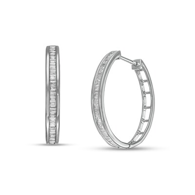0.50 CT. T.W. Baguette Diamond Hoop Earrings in Sterling Silver