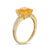 7.0mm Princess-Cut Citrine and White Lab-Created Sapphire Split Shank Ring in 10K Gold