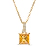 Thumbnail Image 1 of 7.0mm Princess-Cut Citrine and White Lab-Created Sapphire Split Drop Pendant in 10K Gold