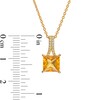 Thumbnail Image 3 of 7.0mm Princess-Cut Citrine and White Lab-Created Sapphire Split Drop Pendant in 10K Gold