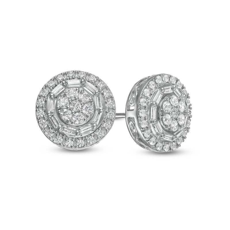 1.00 CT. T.W. Composite Diamond Stud Earrings in 10K White Gold|Peoples Jewellers