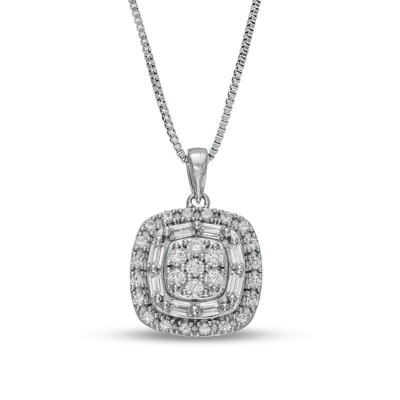 0.50 CT. T.W. Composite Cushion-Shaped Diamond Pendant in 10K White Gold|Peoples Jewellers