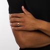 Thumbnail Image 2 of Men's Emerald-Cut Lab-Created Emerald and Diamond Accent Collar Bevelled Edge Ring in 10K Gold