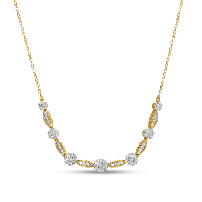 1.00 CT. T.W. Diamond Alternating Necklace in 10K Gold|Peoples Jewellers