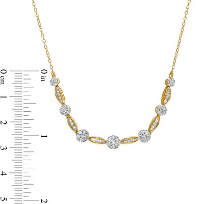 1.00 CT. T.W. Diamond Alternating Necklace in 10K Gold