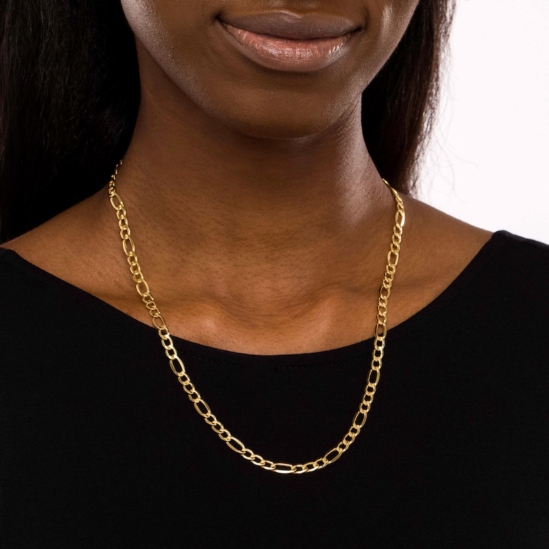Main Image 2 of Men's 5.8mm Figaro Chain Necklace in Hollow 14K Gold - 22"