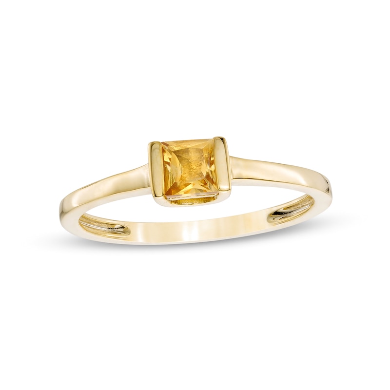 4.0mm Princess-Cut Citrine Solitaire Channel-Set Ring in 10K Gold|Peoples Jewellers