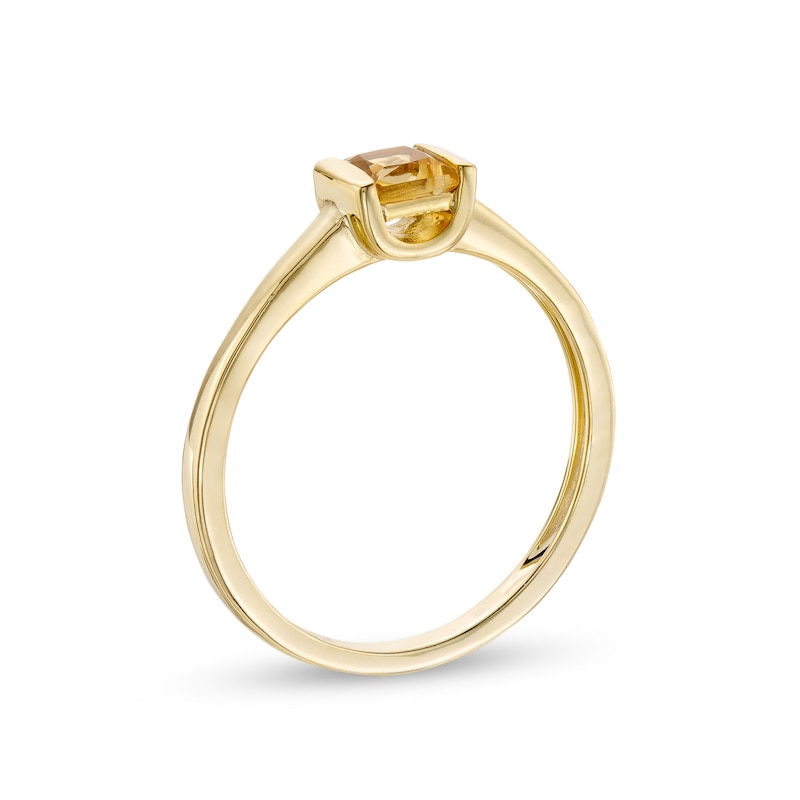 4.0mm Princess-Cut Citrine Solitaire Channel-Set Ring in 10K Gold