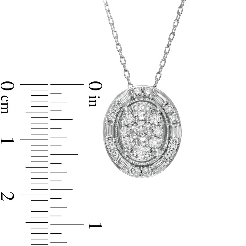 Main Image 3 of 1.00 CT. T.W. Composite Oval Diamond Frame Vintage-Style Pendant in 10K White Gold
