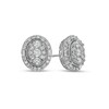 Thumbnail Image 1 of 1.00 CT. T.W. Composite Oval Diamond Frame Vintage-Style Stud Earrings in 10K White Gold