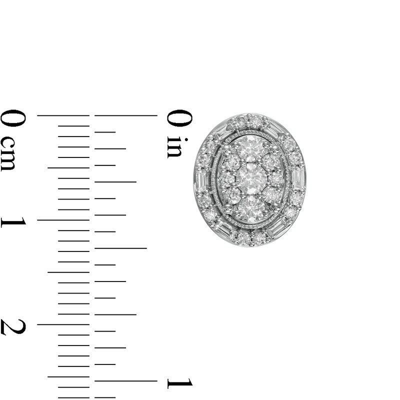 Main Image 3 of 1.00 CT. T.W. Composite Oval Diamond Frame Vintage-Style Stud Earrings in 10K White Gold