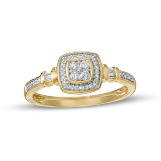 0.16 CT. T.W. Composite Cushion-Shaped Diamond Frame Promise Ring in 10K Gold