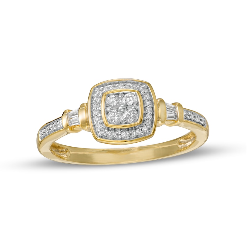 0.16 CT. T.W. Composite Cushion-Shaped Diamond Frame Promise Ring in 10K Gold