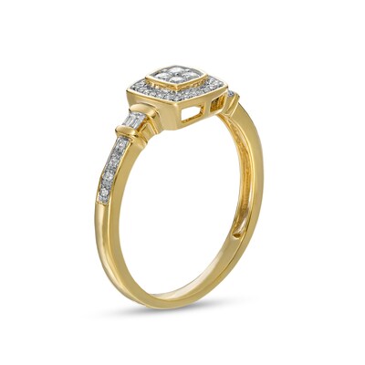 0.16 CT. T.W. Composite Cushion-Shaped Diamond Frame Promise Ring in 10K Gold