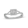 Thumbnail Image 0 of 0.10 CT. T.W. Composite Cushion-Shaped Diamond Twist Shank Promise Ring in 10K White Gold