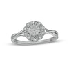0.10 CT. T.W. Composite Diamond Flower Frame Twist Shank Promise Ring in 10K White Gold