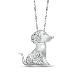Diamond Accent Dog Pendant in Sterling Silver