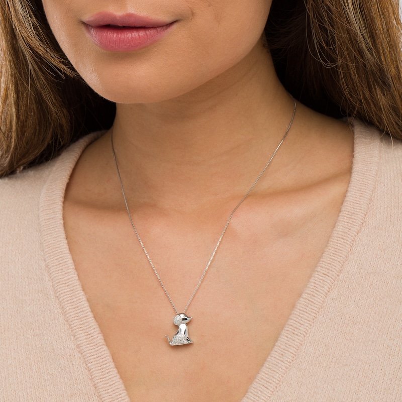 Main Image 2 of Diamond Accent Dog Pendant in Sterling Silver