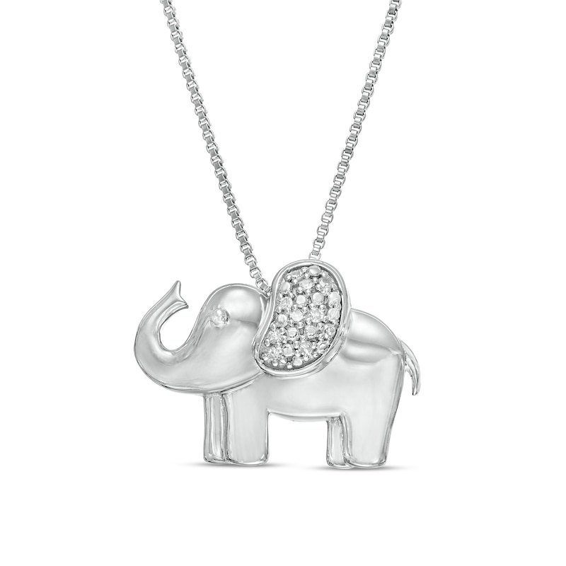 Diamond Accent Elephant Pendant in Sterling Silver