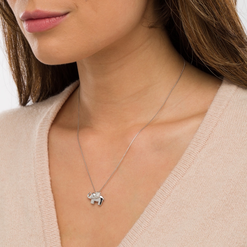 Main Image 2 of Diamond Accent Elephant Pendant in Sterling Silver