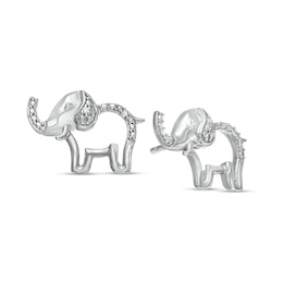 Diamond Accent Elephant Stud Earrings in Sterling Silver