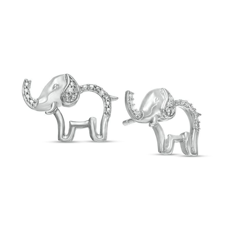 Diamond Accent Elephant Stud Earrings in Sterling Silver|Peoples Jewellers