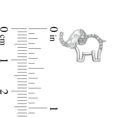 Diamond Accent Elephant Stud Earrings in Sterling Silver