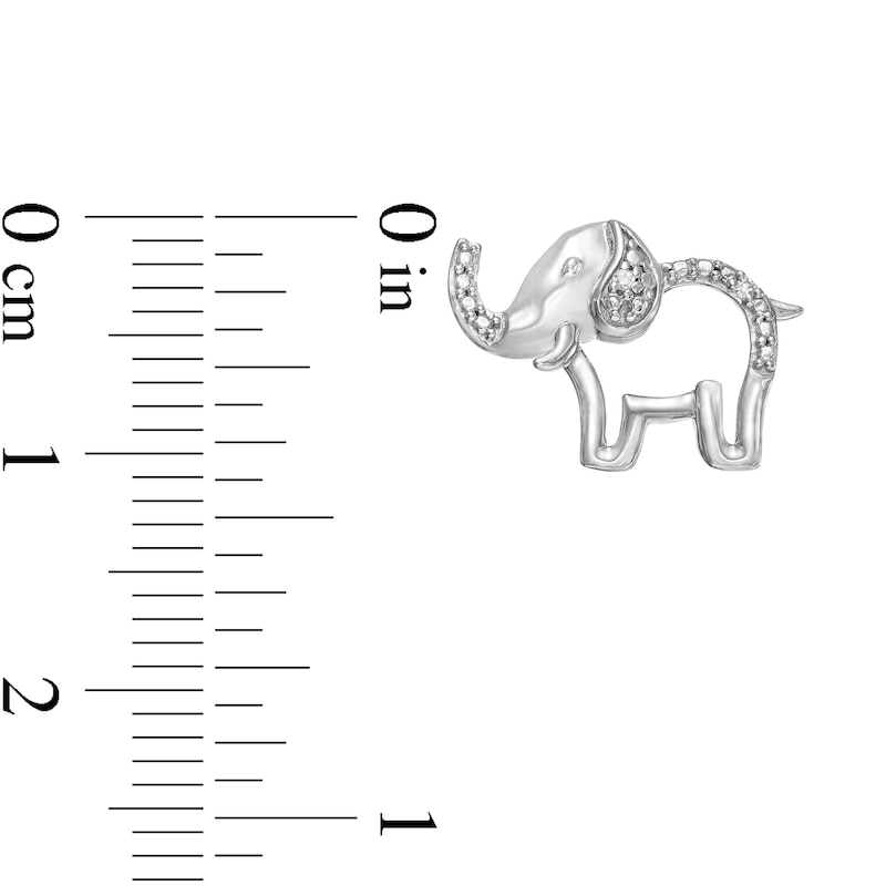 Main Image 3 of Diamond Accent Elephant Stud Earrings in Sterling Silver