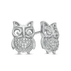 Thumbnail Image 1 of Diamond Accent Owl Stud Earrings in Sterling Silver