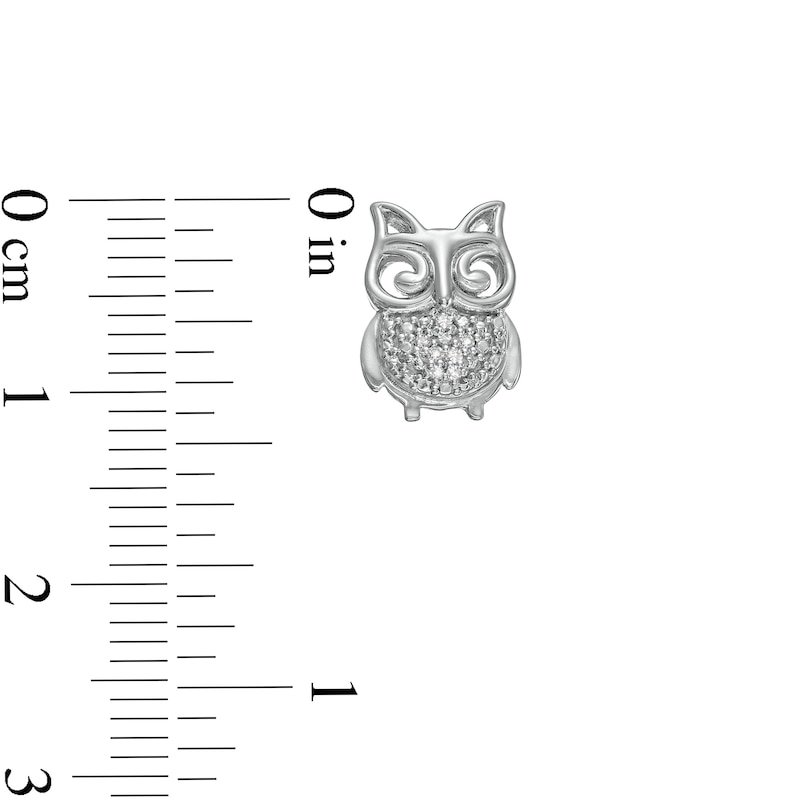 Diamond Accent Owl Stud Earrings in Sterling Silver
