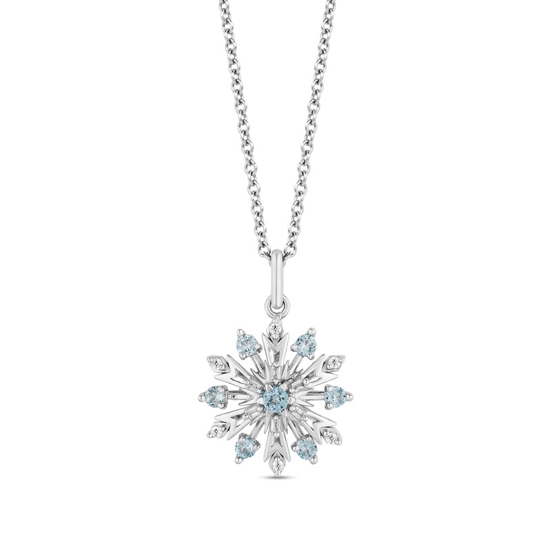 Main Image 2 of Enchanted Disney Elsa Swiss Blue Topaz and 0.147 CT. T.W. Diamond Snowflake Pendant and Earrings Set in Sterling Silver