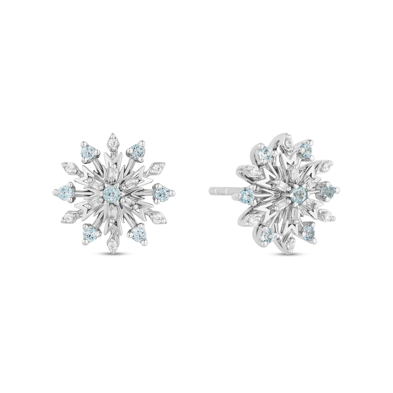 Main Image 3 of Enchanted Disney Elsa Swiss Blue Topaz and 0.147 CT. T.W. Diamond Snowflake Pendant and Earrings Set in Sterling Silver