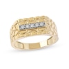 Thumbnail Image 0 of Men's Diamond Accent Five Stone Rectangle Nugget Wedding Band in 10K Gold