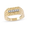 Men's Diamond Accent Five Stone Rectangle Nugget Wedding Band in 10K Gold
