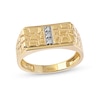 Thumbnail Image 0 of Men's Diamond Accent Three Stone Rectangle Nugget Wedding Band in 10K Gold