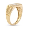 Men's Diamond Accent Three Stone Rectangle Nugget Wedding Band in 10K Gold