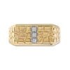 Thumbnail Image 2 of Men's Diamond Accent Three Stone Rectangle Nugget Wedding Band in 10K Gold