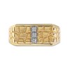 Thumbnail Image 2 of Men's Diamond Accent Three Stone Rectangle Nugget Wedding Band in 10K Gold