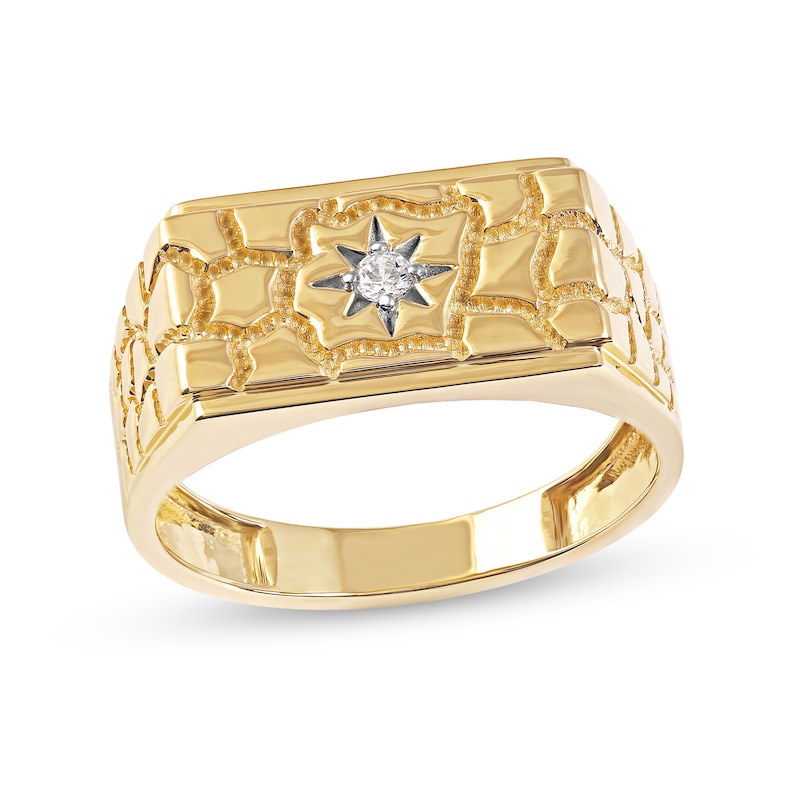 Men's 0.05 CT. T.W. Diamond Solitaire Star Nugget Wedding Band in 10K Gold|Peoples Jewellers