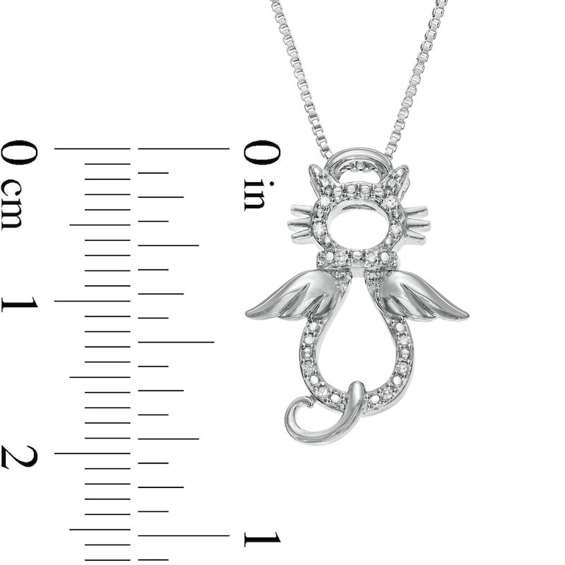 Main Image 3 of Diamond Accent Angel Cat Pendant is fashioned in Sterling Silver