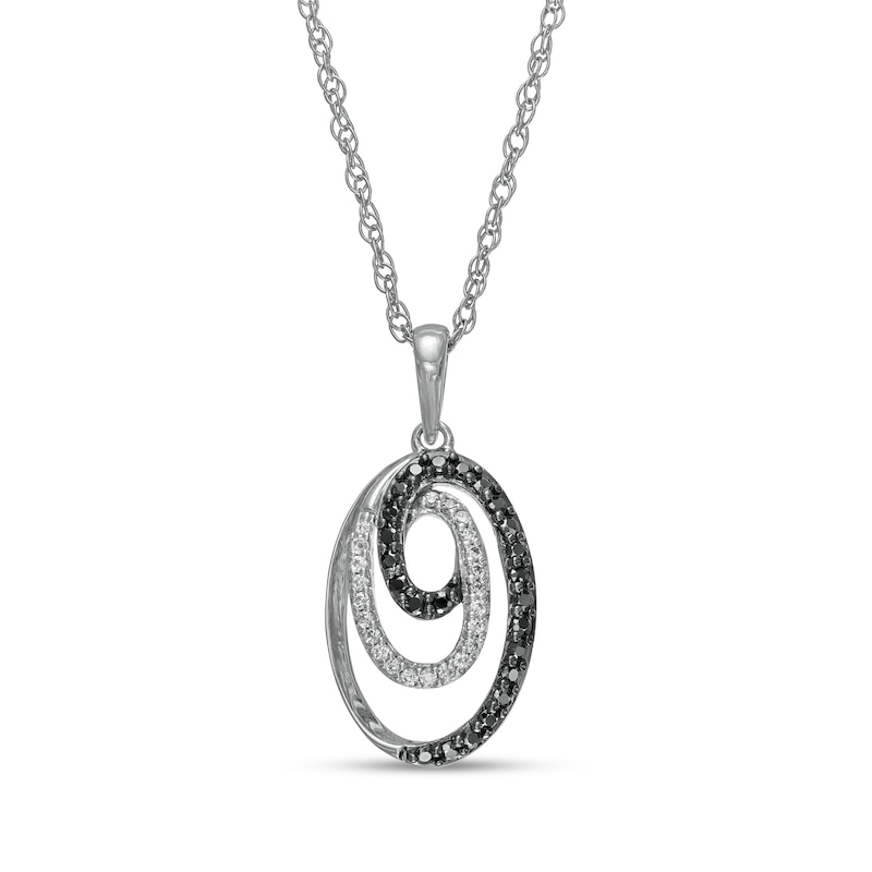 0.16 CT. T.W. Black Enhanced and White Diamond Oval Spiral Pendant in Sterling Silver|Peoples Jewellers