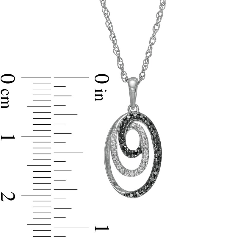 0.16 CT. T.W. Black Enhanced and White Diamond Oval Spiral Pendant in Sterling Silver