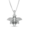 Black Enhanced and White Diamond Accent Bee Pendant in Sterling Silver