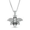 Thumbnail Image 1 of Black Enhanced and White Diamond Accent Bee Pendant in Sterling Silver