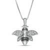 Thumbnail Image 0 of Black Enhanced and White Diamond Accent Bee Pendant in Sterling Silver