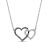 0.20 CT. T.W. Black Enhanced and White Diamond Double Heart Necklace in Sterling Silver