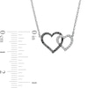 Thumbnail Image 2 of 0.20 CT. T.W. Black Enhanced and White Diamond Double Heart Necklace in Sterling Silver