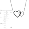 0.20 CT. T.W. Black Enhanced and White Diamond Double Heart Necklace in Sterling Silver