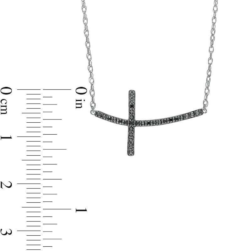 0.10 CT. T.W. Black Enhanced Diamond Curved Cross Necklace in Sterling Silver|Peoples Jewellers